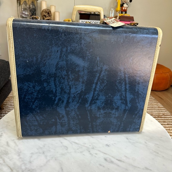 Vintage Large Samsonite Navy Blue Suitcase with Hangers